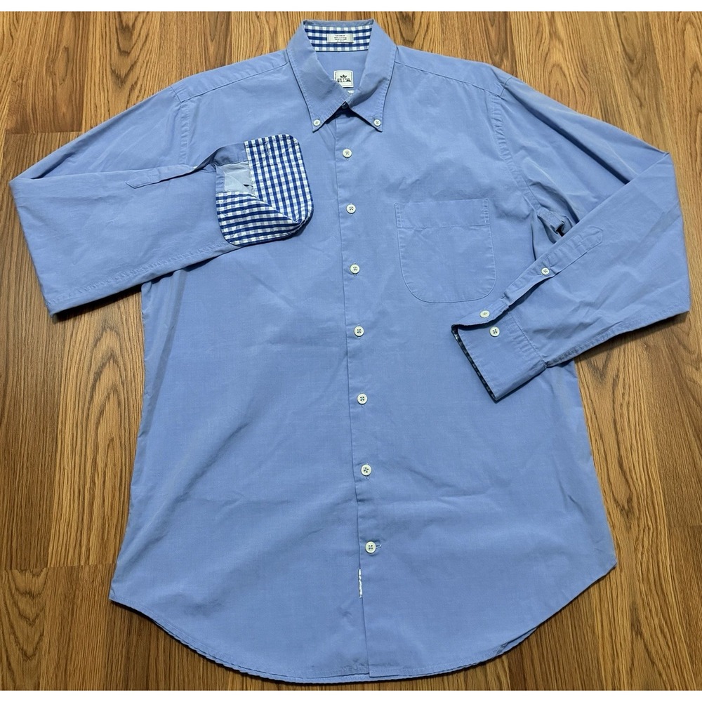 Peter Millar Shirt Medium Weekender Wash Button Down Gingham Trim Pocket